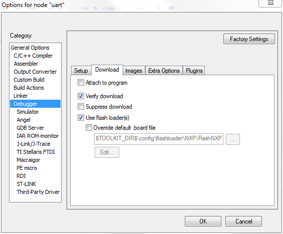 IAR Debugger Download Options