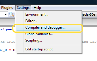Compiler and debugger selection